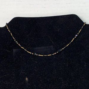 15" Black and Gold Handmade Beaded Necklace